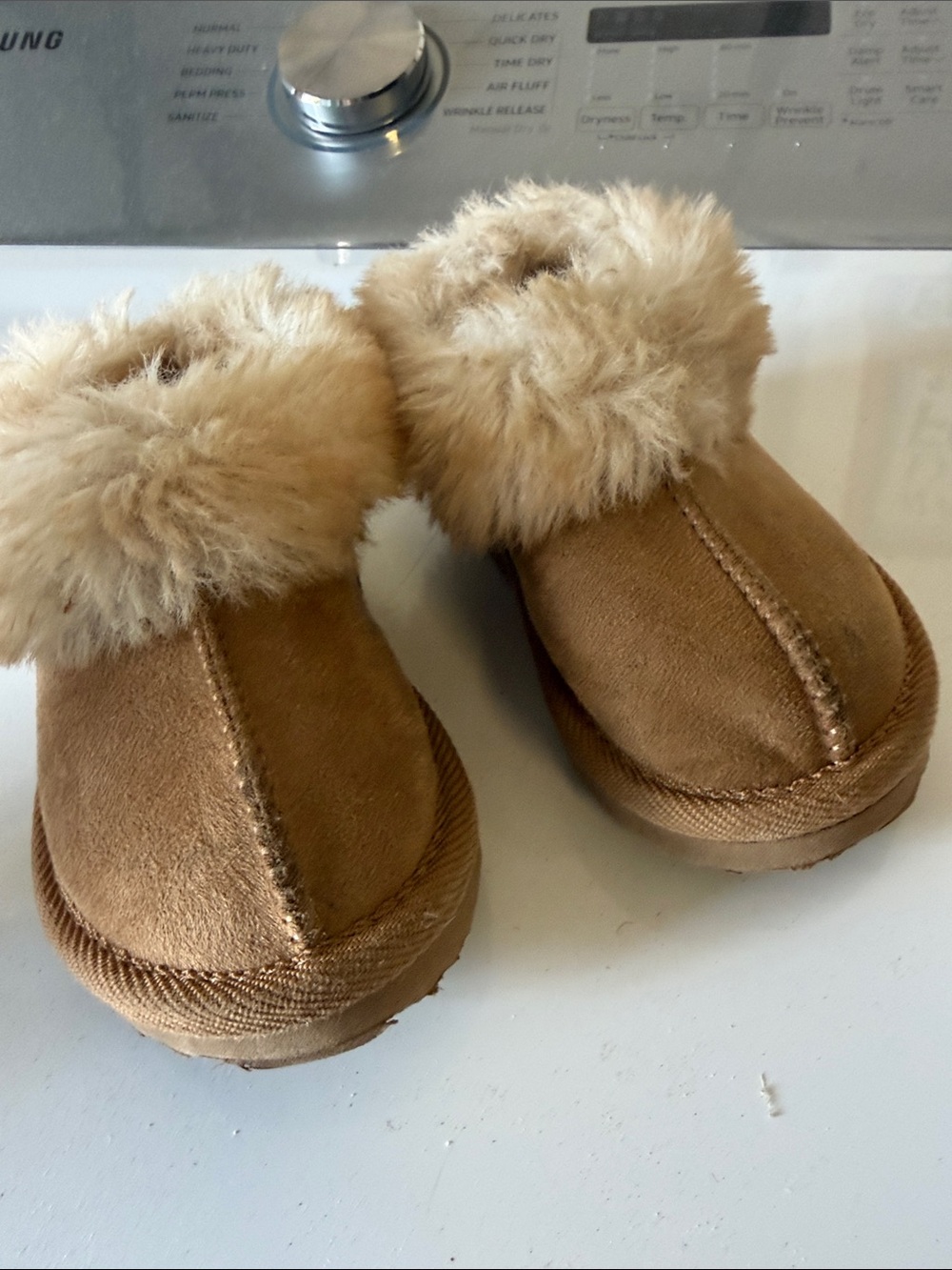 Kids Faux Fur Lined Brown Slippers